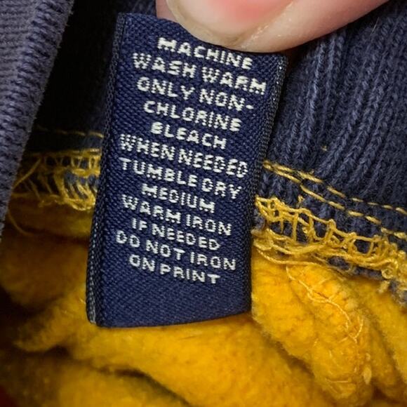 Upcycled Hand Printed Womens XL Yellow Blue Wild Bird Long Sleeve Sweatshirt - Picture 6 of 6